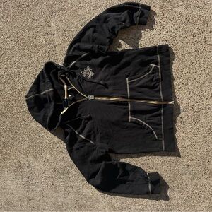 Vintage Zip up Blizzard Entertainment Black Hoodie with Gold Trim Medium Gaming